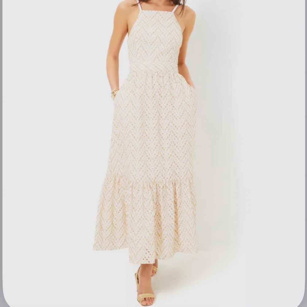 Lilly Pulitzer Charlese Eyelet Halter Maxi Dress Size 14 NWT